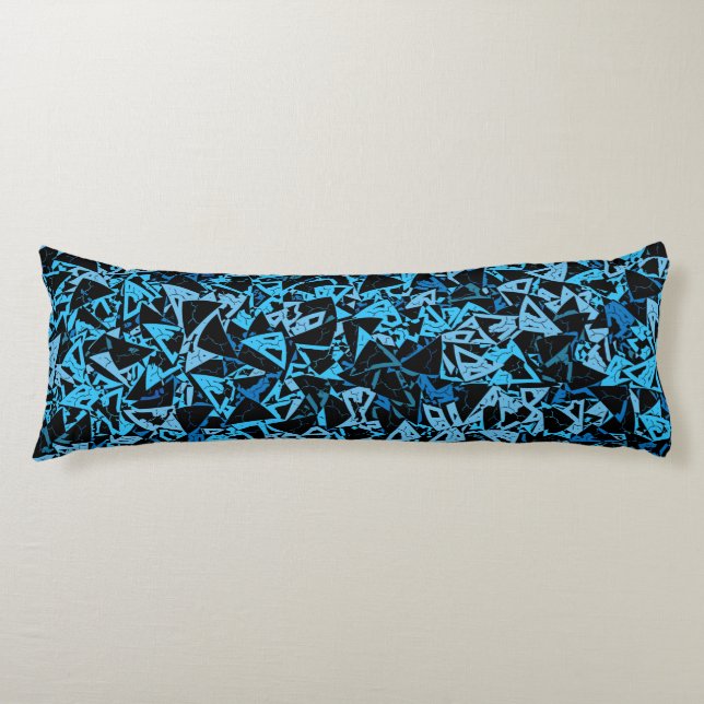 Coussins Longs Motif Triangle Noir Bleu (Devant)