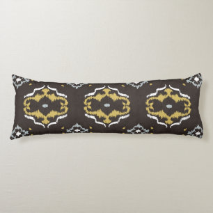 Coussins Longs Motif tribal chic jaune brun ikat