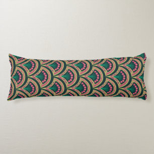 Coussins Longs motif vert en forme de coque