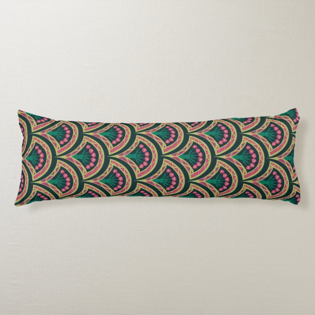 Coussins Longs motif vert en forme de coquille (Devant)
