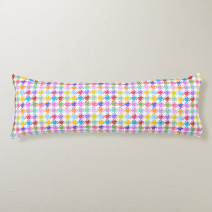 Coussins Longs Multicolor Houndstooth+Motif Sml blanc