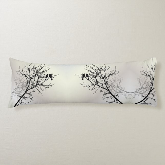 Coussins Longs nature zen paysage noir blanc silhouette de l'arbr (Devant)