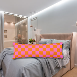 Coussins Longs Neon rose Orange À damiers damier Vintage