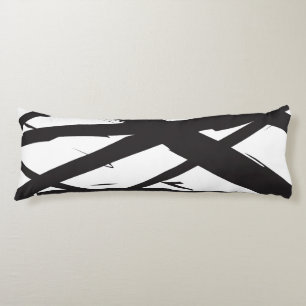Coussins Longs Noir & Blanc Moderne Ligne d'Art Abstrait Décorati
