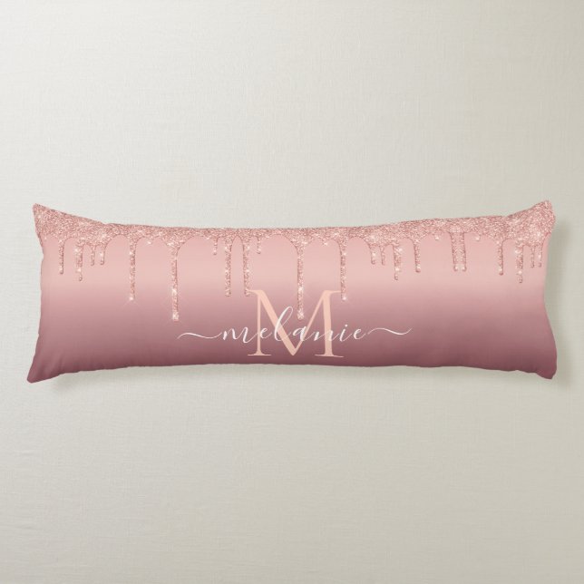 Coussins Longs Nom du monogramme Rose texte Parties scintillant d (Devant)