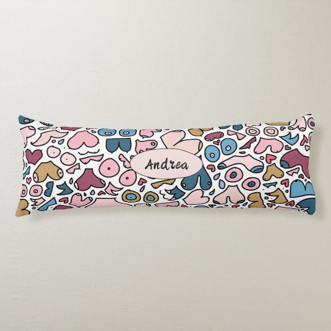 Coussins Longs Nom motif mammaire neutre (Devant)