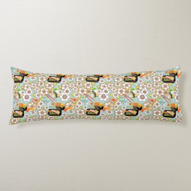 Coussins Longs Nourriture japonaise : Motif 4 de sushi (Devant)