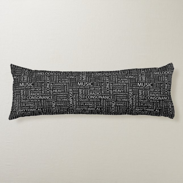 Coussins Longs Nuage de mot de motif de MUSIQUE (Devant)