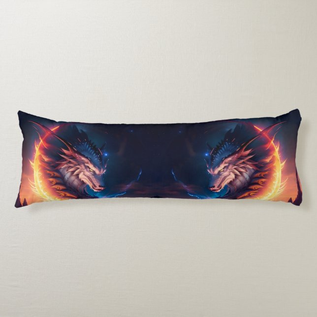 Coussins Longs Nuit de feu Dragon Scape (Devant)