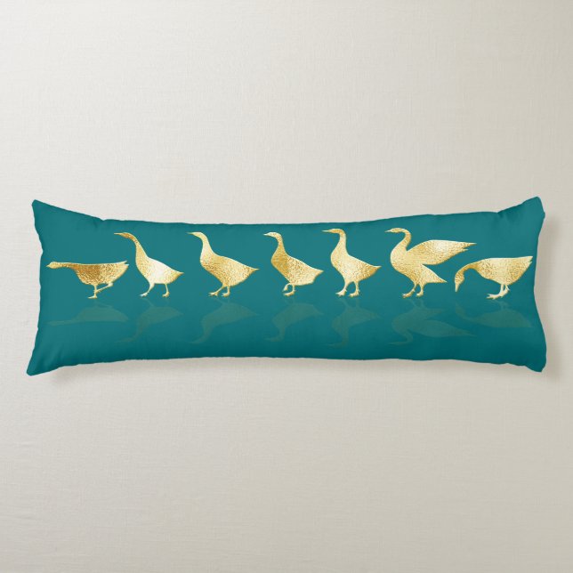 Coussins Longs Oies Turquoises profondes de l'Oie d'or mignonne p (Devant)