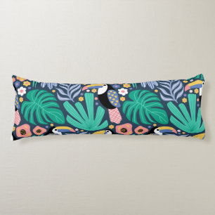 Coussins Longs Oiseau tropicale Toucan Oiseau Floral Oreiller