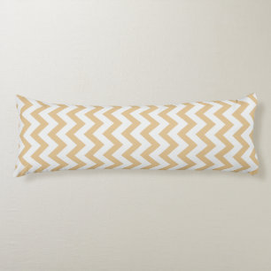Coussins Longs Or neutre moderne et motif blanc de chevron