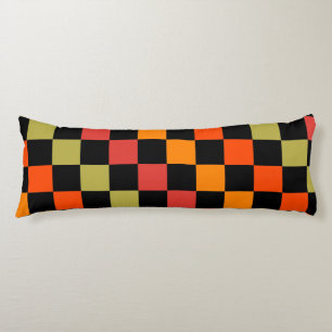 Coussins Longs Orange Black À damiers En vichy Motif