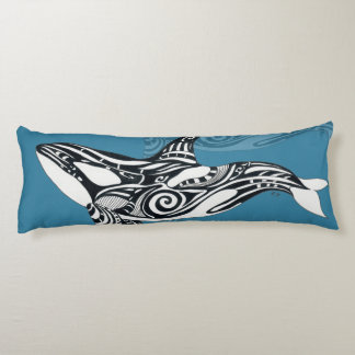 Coussins Longs Orca Killer Whale Tlingit Indigo encre bleue