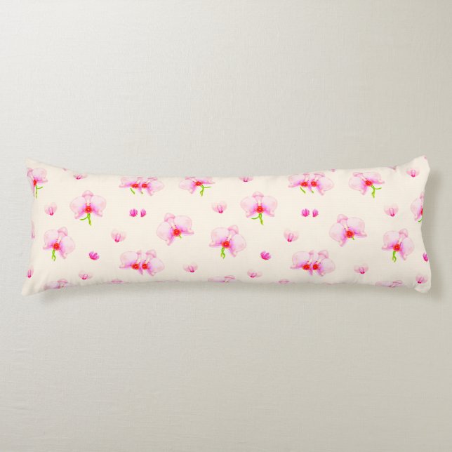 Coussins Longs Orchidées rose pastel (Devant)