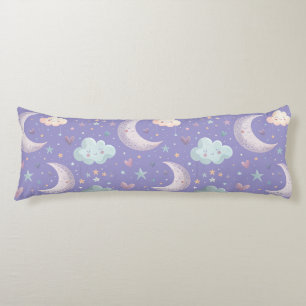Coussins Longs Oreiller Corporel Lune Violette et Nuages