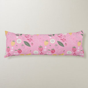 Coussins Longs Oreiller Corporel Rose Fleur et Fraise