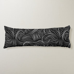 Coussins Longs Oreiller Corps Courbes Lignes Noir Blanc