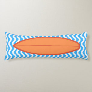 Coussins Longs Oreiller corps de surf Vagues bleu orange relaxant
