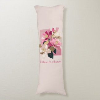 Coussins Longs Oreiller corps en fleur de Camellia rose