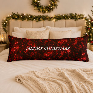 Coussins Longs Oreiller corps flocons de neige blancs fond rouge 