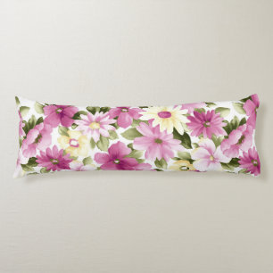 Coussins Longs Oreiller Corps Motif Fleurs Roses Et Jaunes