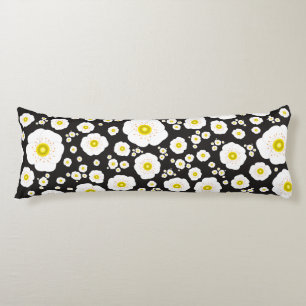 Coussins Longs Oreiller corps Pavots Blancs