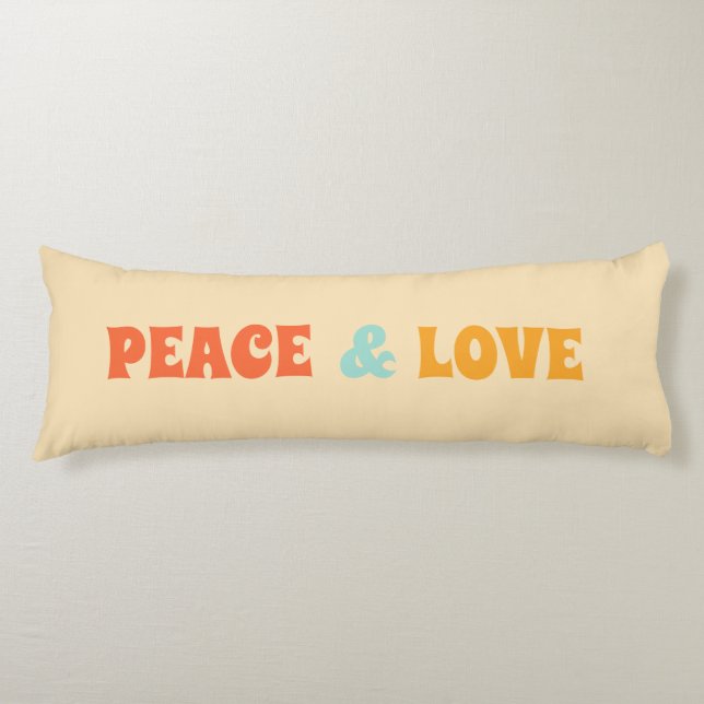Coussins Longs Oreiller corps rétro Peace & Love (Devant)
