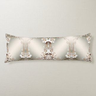 Coussins Longs Oreiller de corps à fleurs blanches ornées