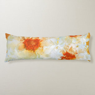 Coussins Longs Oreiller du corps Fleurs blanc Orange Cubiste