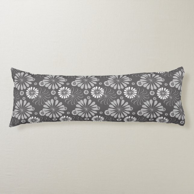 Coussins Longs oreiller floral gris (Devant)