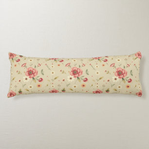 Coussins Longs Oreiller floral vintage beige pour chambre à couch