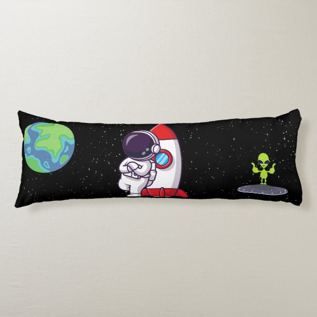 Coussins Longs Oreiller jetable Cute Astronaut & Alien Space (Devant)