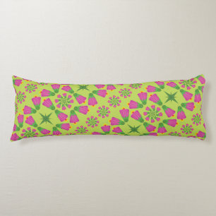 Coussins Longs Oreiller pour corps vert de la fleur de Bell rétro
