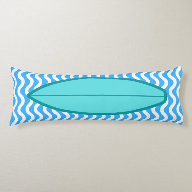Coussins Longs Oreillers de surf Turquoise Blue Waves (Devant)