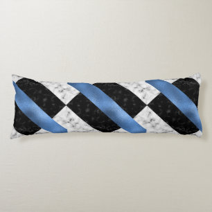 Coussins Longs Oreillers en marbre bleu/gris