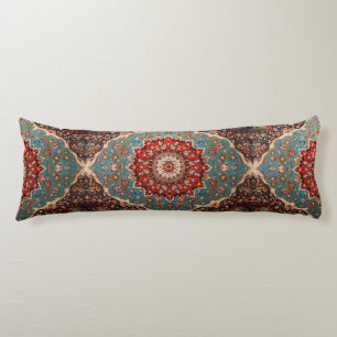 Coussins Longs Oriental Retro Motif Perse Rouge Crème Bleu