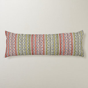 Coussins Longs Ornement ethnique géométrique olive et marron