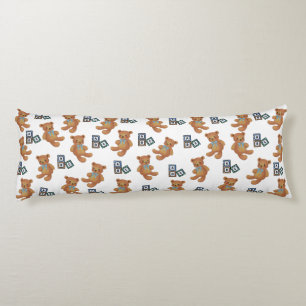 Coussins Longs Ours en peluche et Oreillère ABC