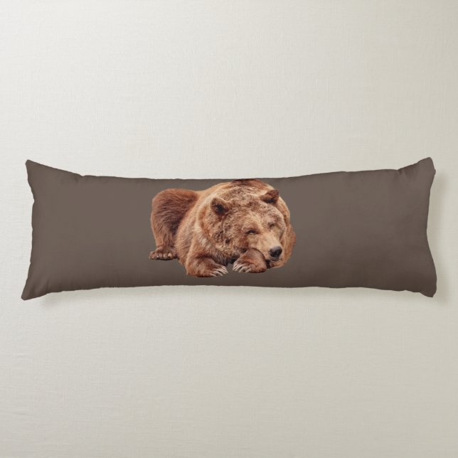 COUSSINS LONGS OURS GRIZZLY COUCHER CORPS COUCHER PILLOW (Devant)