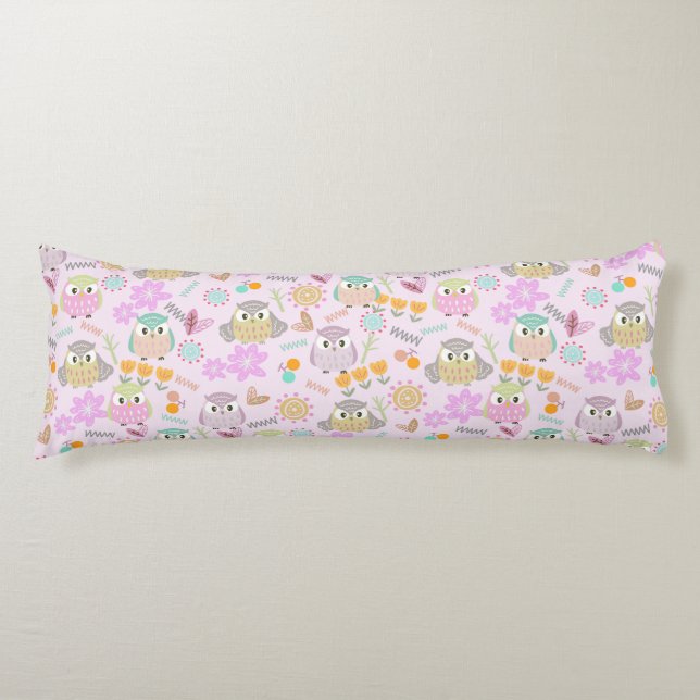 Coussins Longs Owl Pastel Pink (Devant)