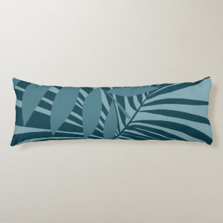 Coussins Longs palme & feuille tropicale abstrait en gris vert bl