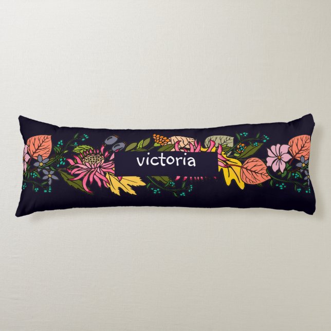 Coussins Longs Panneau rouge rose et jaune de fleurs d'aster (Devant)
