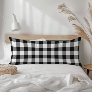 Coussins Longs Papier À Carreaux Gingham Rustique Noir Et Blanc