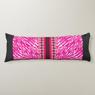 Coussins Longs papier peint rose et blanc avec croix dessus