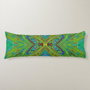 Coussins Longs Papillon Abstrait Chartreuse et Bleu Tripant