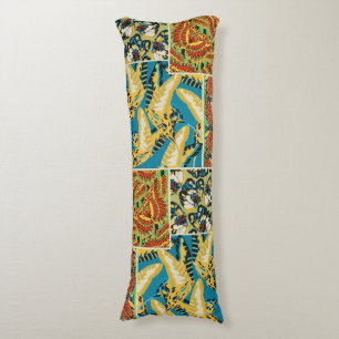 Coussins Longs Papillon Art Déco Jaune et Turquoise Vibrants