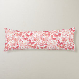 Coussins Longs Papillons Aquarelle Corail rose