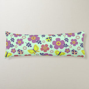 Coussins Longs Papillons, coccinelles, fleurs et feuilles