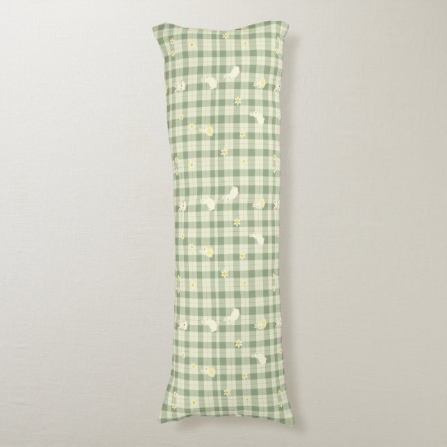 Coussins Longs Pâques Rabbit Poulet Vert Plaid Motif (Devant (Vertical))